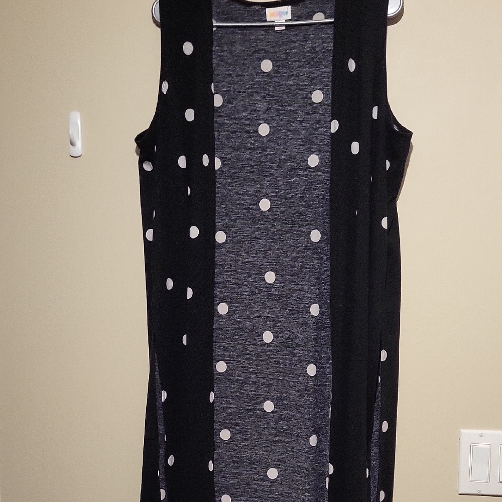Chic Black and Gray Polka Dot Vest